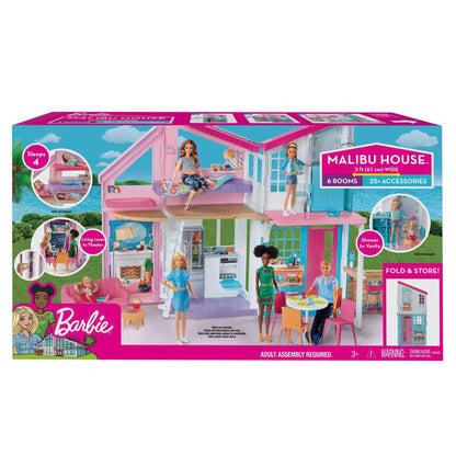 Barbie Malibu House Dollhouse Playset with 25+ Furniture and Accessories