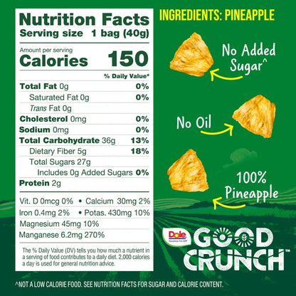 Dole Good Crunch Original Pineapple Bites, Made with All Natural Fruit, 1.4 oz