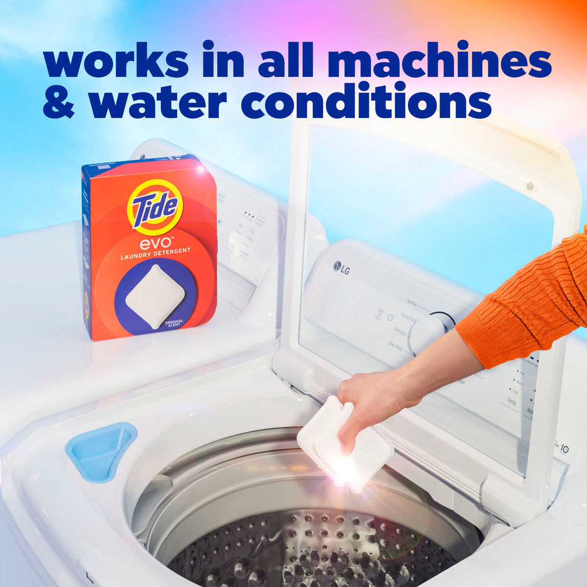 Tide Evo Laundry Detergent Tiles, 100% Concentrated, 6X Cleaning Power, Original Tide Scent, 16 Count