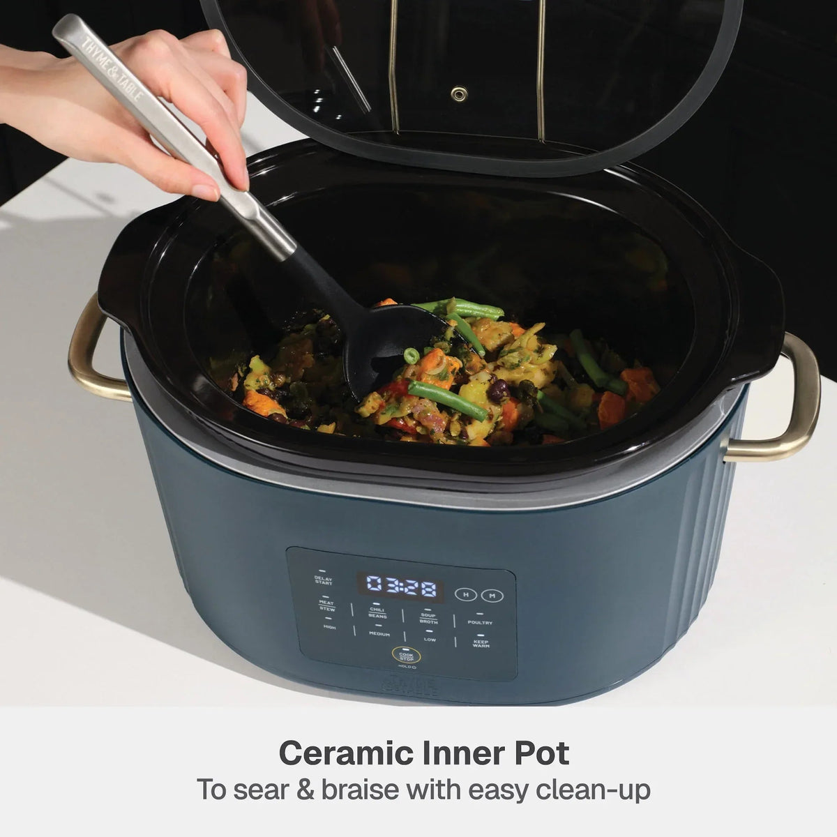 Thyme & Table 6QT Programmable Slow Cooker, Atlantic Blue