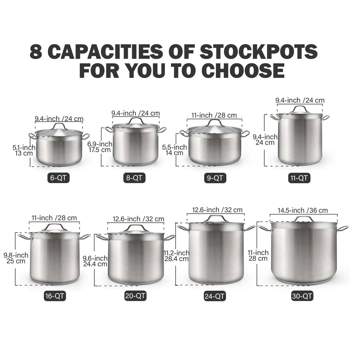 Cooks Standard Stainless Steel Dutch Oven Casserole Pot with Lid, 6-Quart Professional 18/10 Stainless Steel Stock Pot, Casuelas de Acero Inoxidables