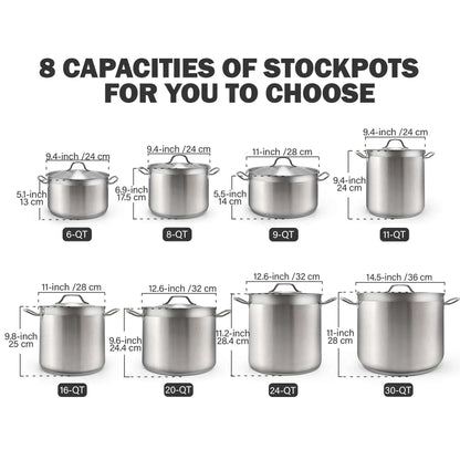 Cooks Standard Stainless Steel Dutch Oven Casserole Pot with Lid, 6-Quart Professional 18/10 Stainless Steel Stock Pot, Casuelas de Acero Inoxidables