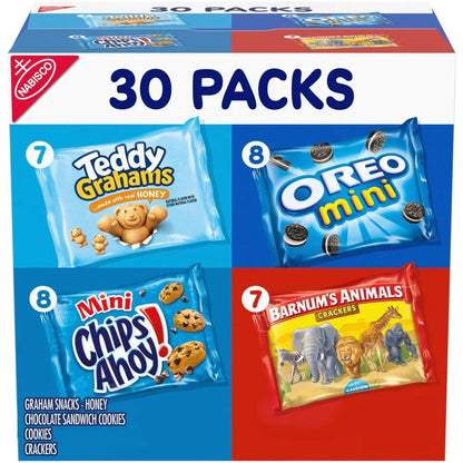 OREO, CHIPS AHOY!, Teddy Grahams Honey & Barnum'S Animal Crackers Variety Pack, 30 Snack Packs