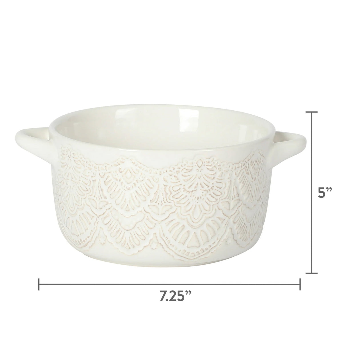 The Pioneer Woman 1QT Cocotte Casserole Baking Dish with Lid, Stoneware, Vintage Lace, Linen