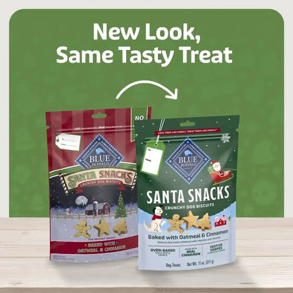 Blue Buffalo Santa Snacks Crunchy Dog Biscuits, Oven-Baked, Oatmeal & Cinnamon, 11-oz. Bag
