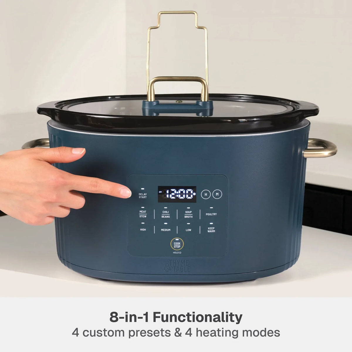 Thyme & Table 6QT Programmable Slow Cooker, Atlantic Blue