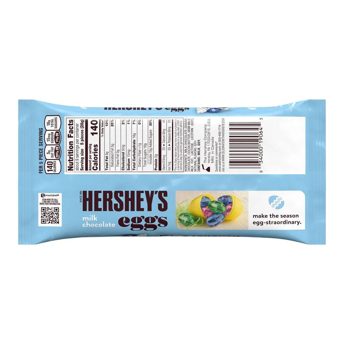 Hershey's Milk Chocolate Eggs Easter Candy, Bag 9 oz