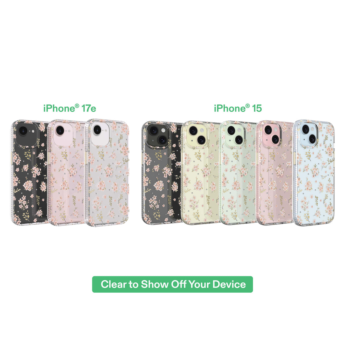 onn Pink Floral with Gems Phone Case for iPhone 17e / iPhone 16e / iPhone 15 / iPhone 14 / iPhone 13