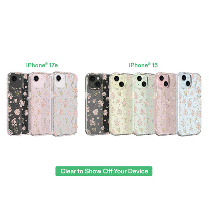 onn Pink Floral with Gems Phone Case for iPhone 17e / iPhone 16e / iPhone 15 / iPhone 14 / iPhone 13