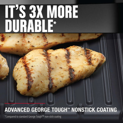 George Foreman 4-Serving Non-Stick Removable Dishwasher Safe Plates, Grill and Panini Maker, Durable Easy-to-Clean Plastic Housing