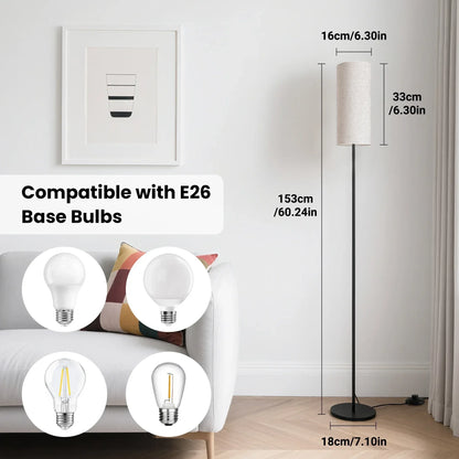 DAYBETTER LED Floor Lamp, with Remote Control, 3000K-6000K Stepless Dimming, 9W LED Bulbs, Standing Lamps for Living Room, Bedroom, Office