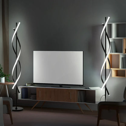 LED Spiral Floor Lamp 60 Inch Modern Floor Lamps Dimmable Black Standing Lamp 34W Contemporary Floor Lamps for Living Room Bedroom Kitchen Office