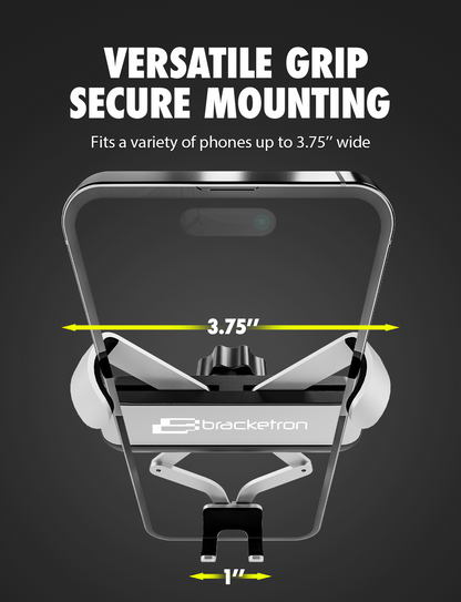 Bracketron AutoGrip Universal Vent Mount Car Phone Holder with Gravity Locking Design, One-Handed Place-to-Lock Operation, Fits Phones up to 3.75” Wide, Low-Profile Vent Mount,