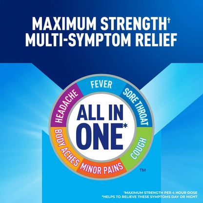 Mucinex Fast-Max Cold & Flu Relief Caplets, Maximum Strength Multi-Symptom Formula with Acetaminophen, 20 Count
