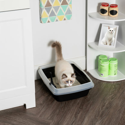 'IRIS Open Top Cat Litter Box with Scoop, Plastic Pan , Black