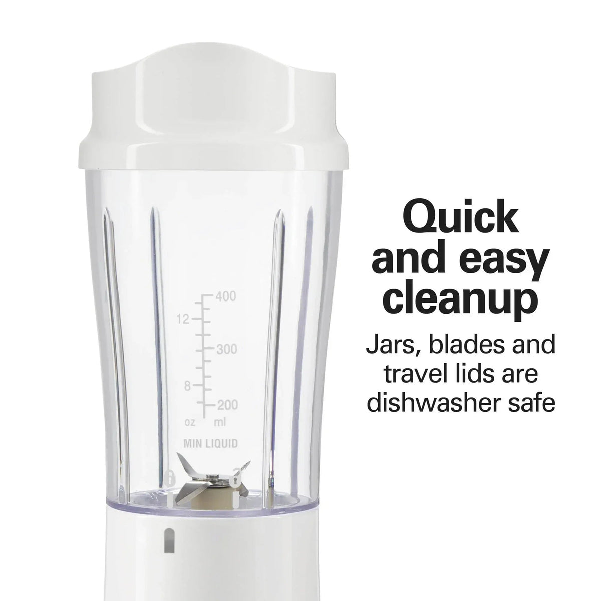 Hamilton Beach Personal Blender for Smoothies with 2 Travel Jars and Lids, White