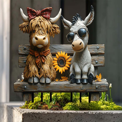 Whimsical Cow And Donkey Shaped Acrylic Flower Pots Outdoor Garden Decor Novelty Planter With Ground Stake For Yard Patio And Farmhouse Themed Decor