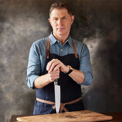 GreenPan x Bobby Flay 8" Chef's Knife with Sheath, Premium Stainless Steel Blade, Precision Cutting Kitchen Tool, Ultra-Versatile Cutlery, Hand Finished Wood Handle, Damascus Steel Design