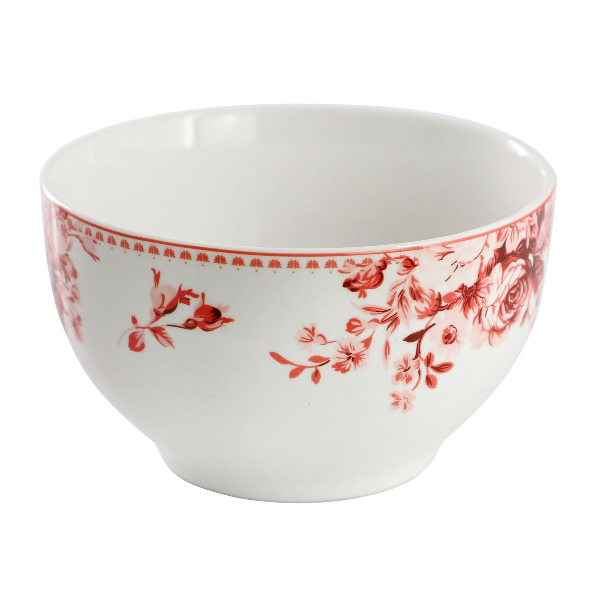 Elama Traditional Red Rose 16 Piece Stoneware Dinnerware Set