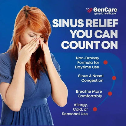 GenCare Nasal Decongestant Tablets, Phenylephrine HCl 10 mg, Non-Drowsy, 300 Count