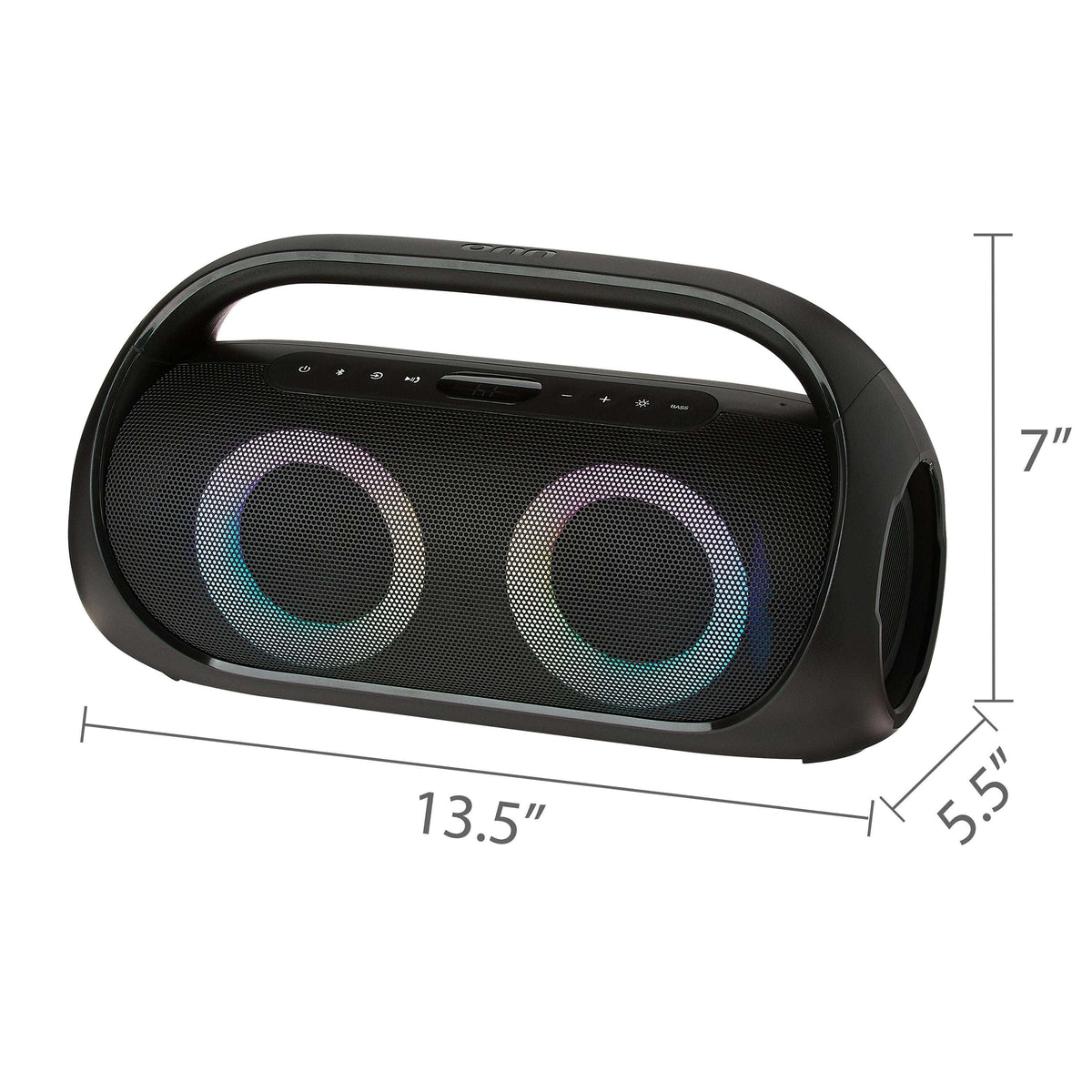 onn Portable FM Boombox with LED Lighting