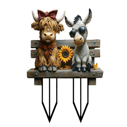 Whimsical Cow And Donkey Shaped Acrylic Flower Pots Outdoor Garden Decor Novelty Planter With Ground Stake For Yard Patio And Farmhouse Themed Decor