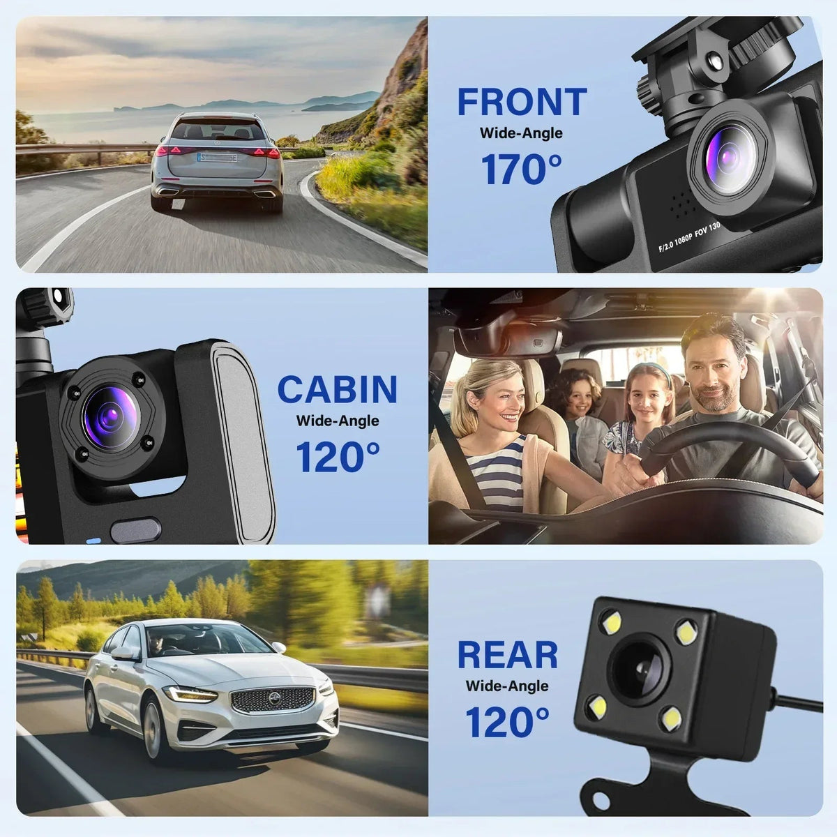 Dash Cam Front and Rear, 1080P Dash Camera for Cars, Bluetooth Car Camera, Built-in Wi-Fi, Night Vision, GPS, Parking Mode