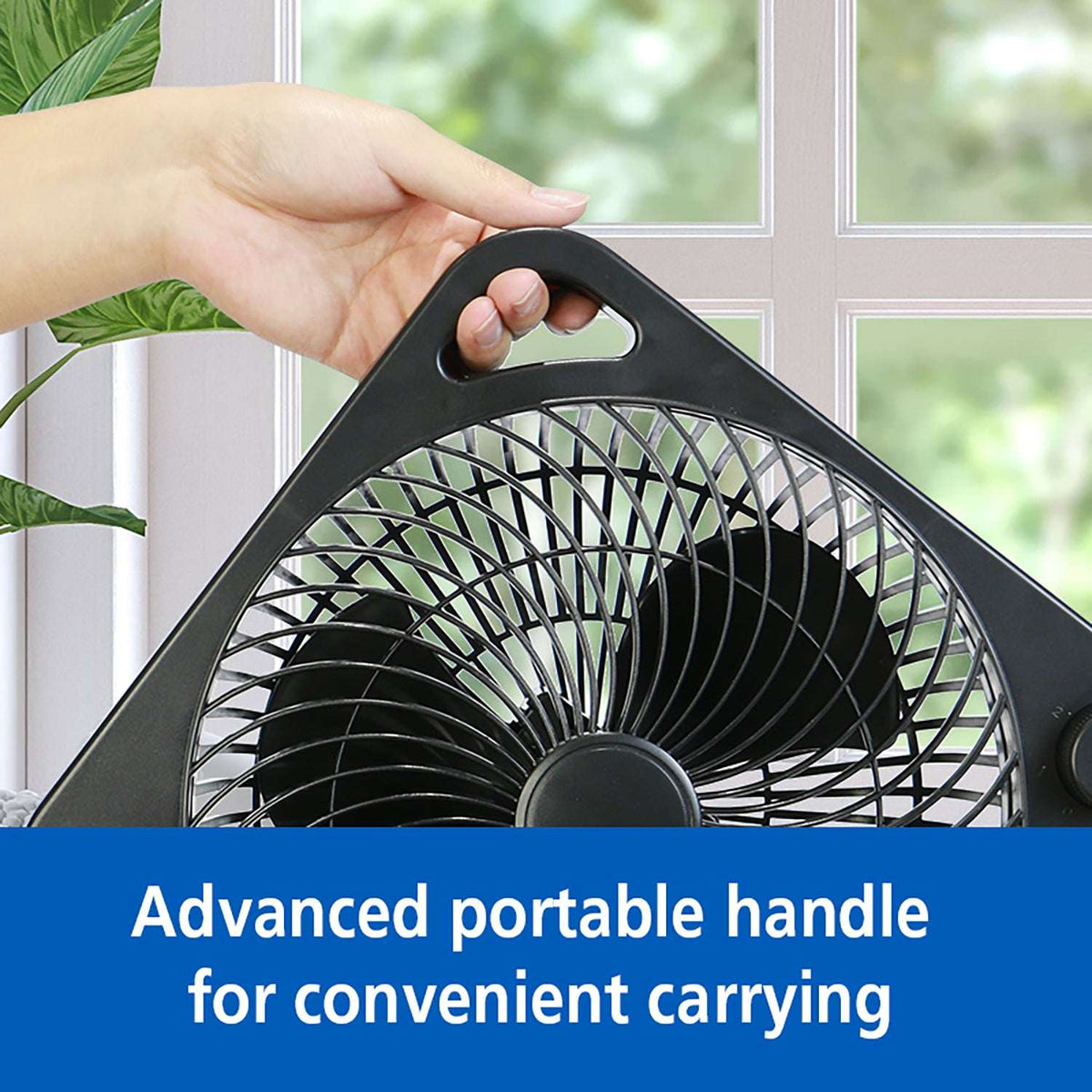 Mainstays New 9-inch Box Indoor Comfort Personal AC Electric Fan, 3 Speeds, Black