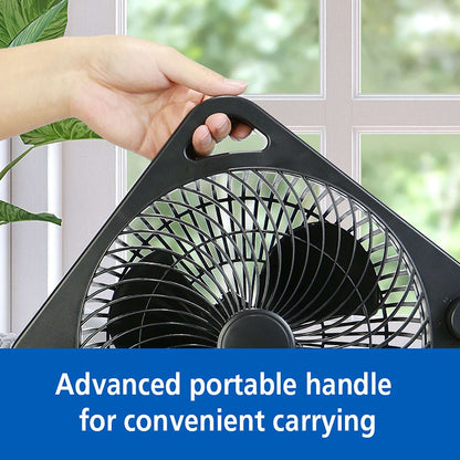 Mainstays New 9-inch Box Indoor Comfort Personal AC Electric Fan, 3 Speeds, Black