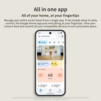 onn Indoor Camera Wired, 1080p HDR Video, with Google Home and Gemini – Search Video History, Event Descriptions