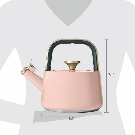 Beautiful 1.8L Ceramic Non-Stick Stovetop Tea Kettle, Rose by Drew Barrymore
