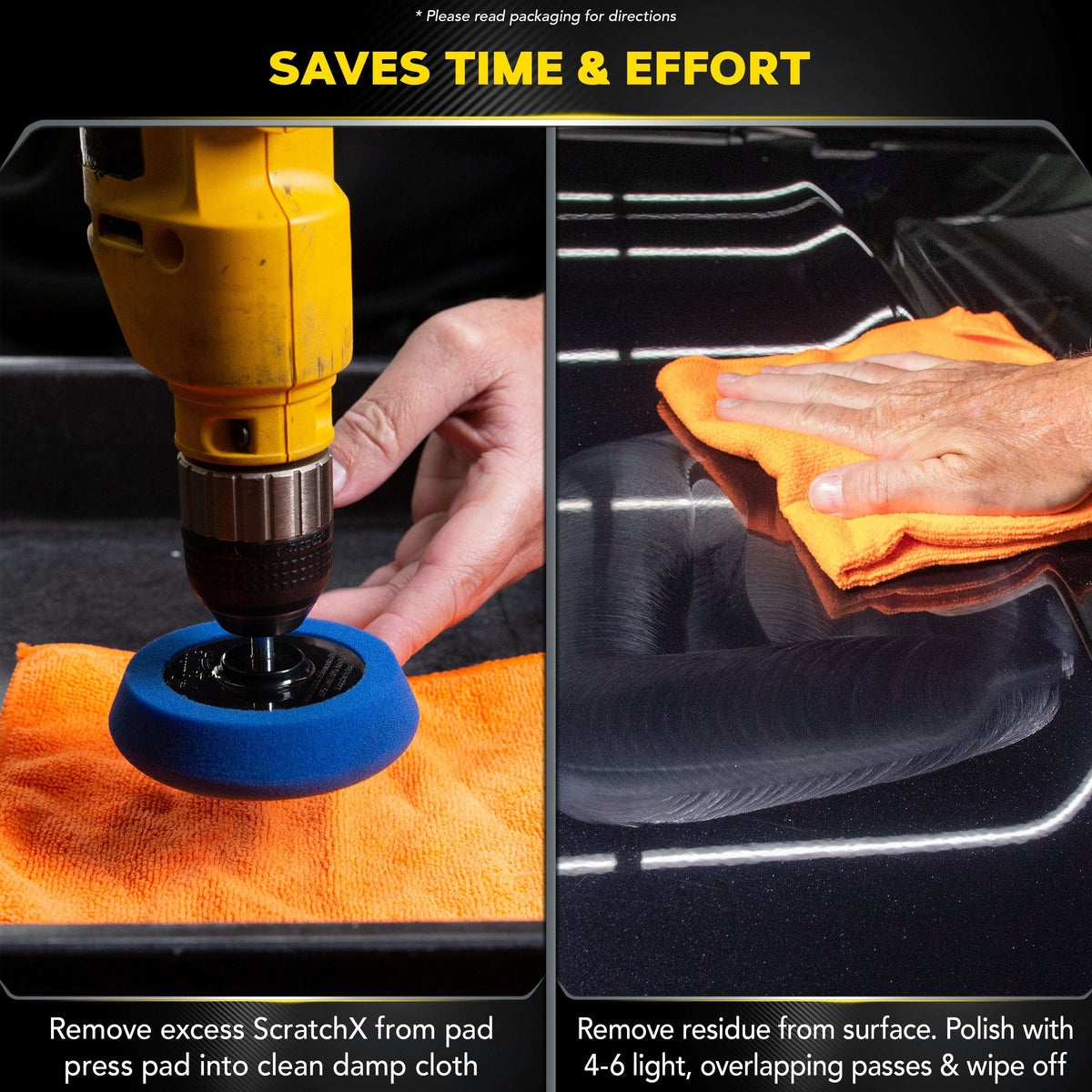 Meguiar's Quik Scratch Eraser Kit, Car Care Kit with ScratchX, Drill-Mounted Pad, and Microfiber Towel, Multi-color