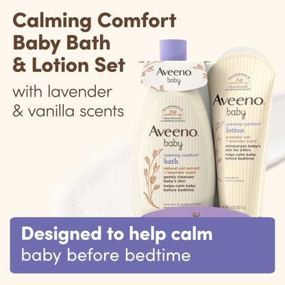 Aveeno Baby Calming Comfort Bedtime Unisex Infant Baby Gift Set with Wash and Lotion, Lavender Scent, 2 Items