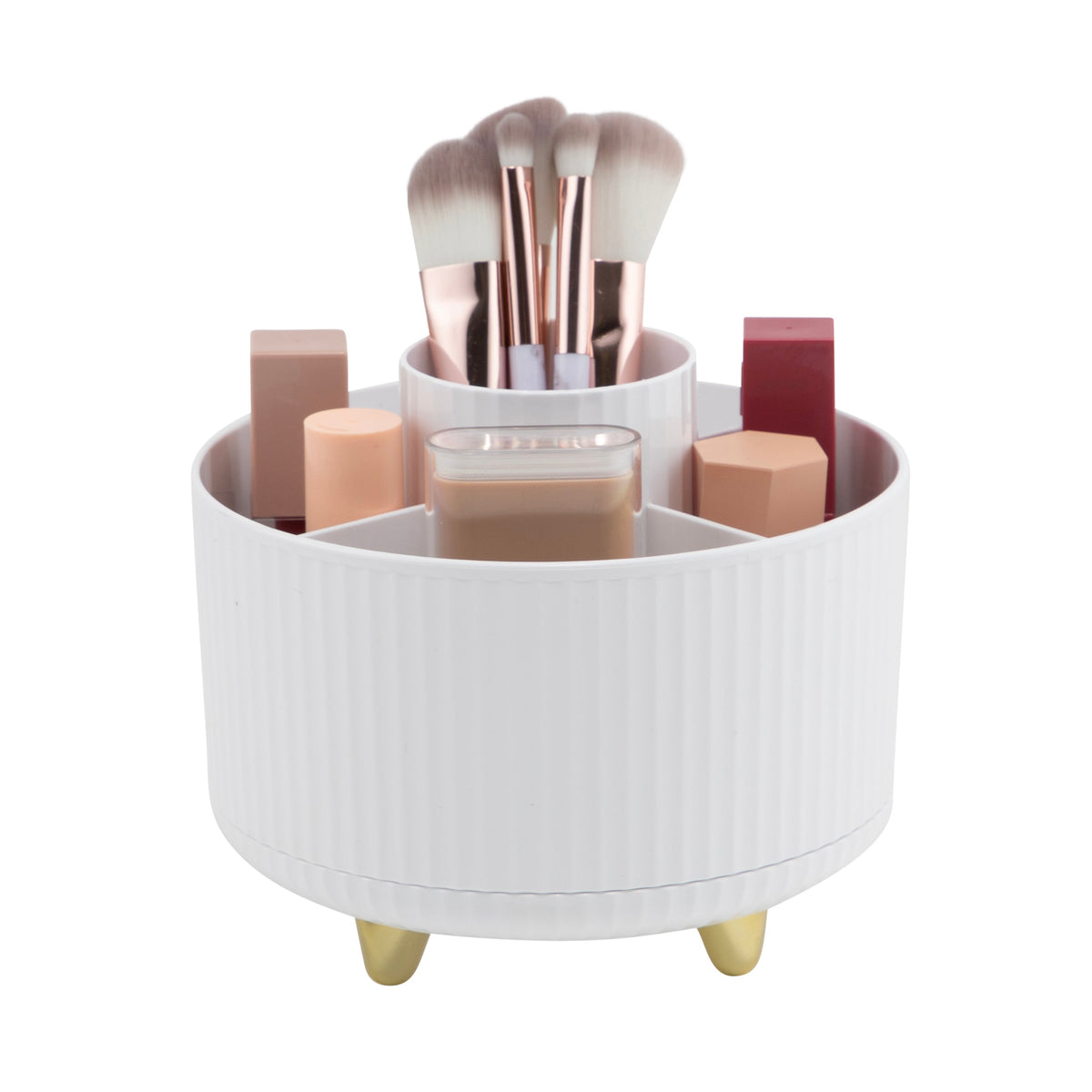 Premium Rotating Beauty Organizer with 5 Compartments for Easy Access