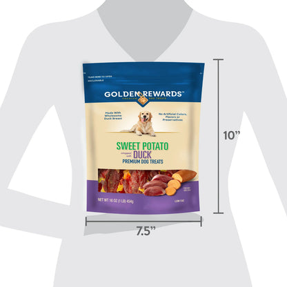 Golden Rewards Sweet Potato Wrapped with Duck Premium Dog Treats, 32 oz Bag