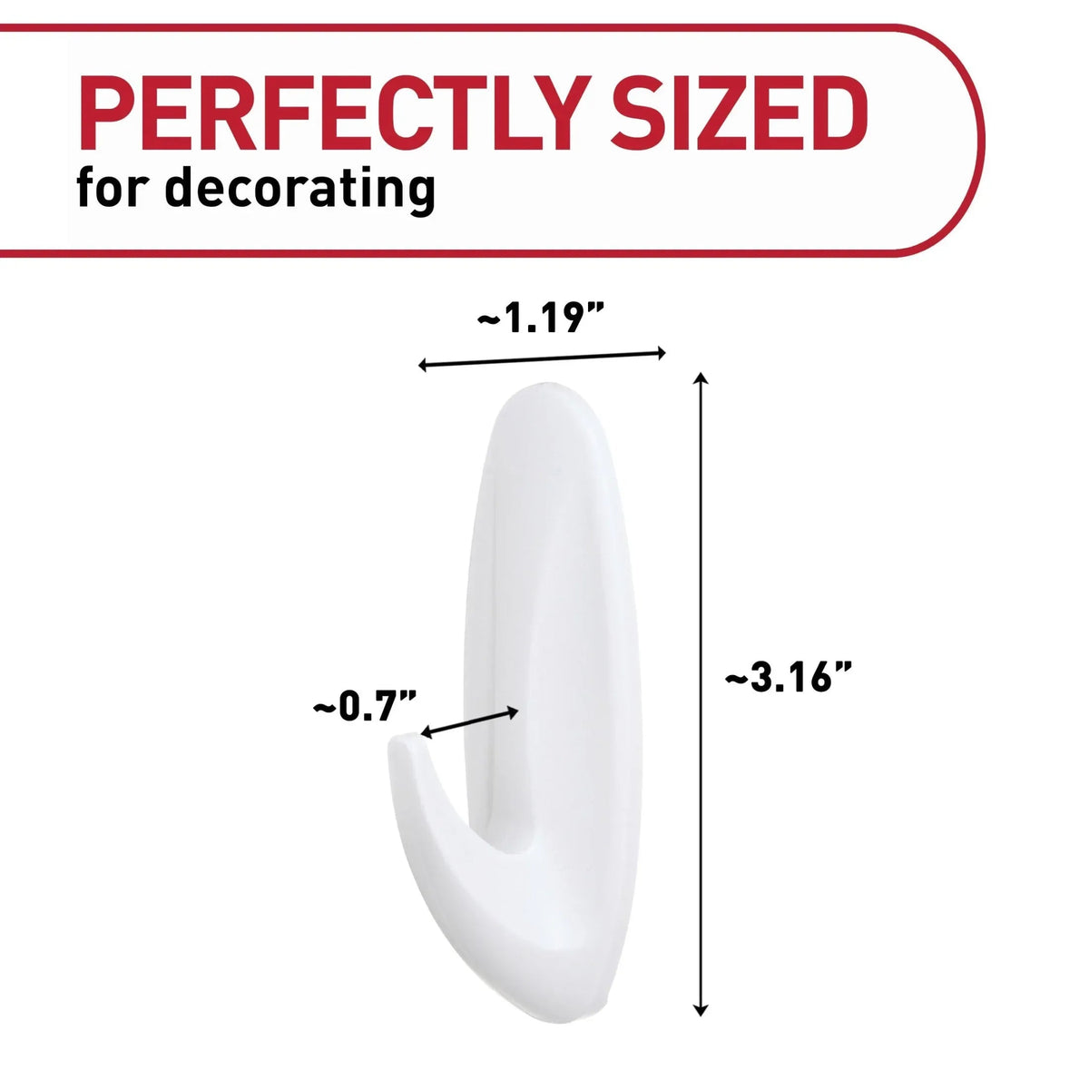 Command Designer Hooks, Large, White, 2 Hooks, 4 Strips, Holds 5 Lbs