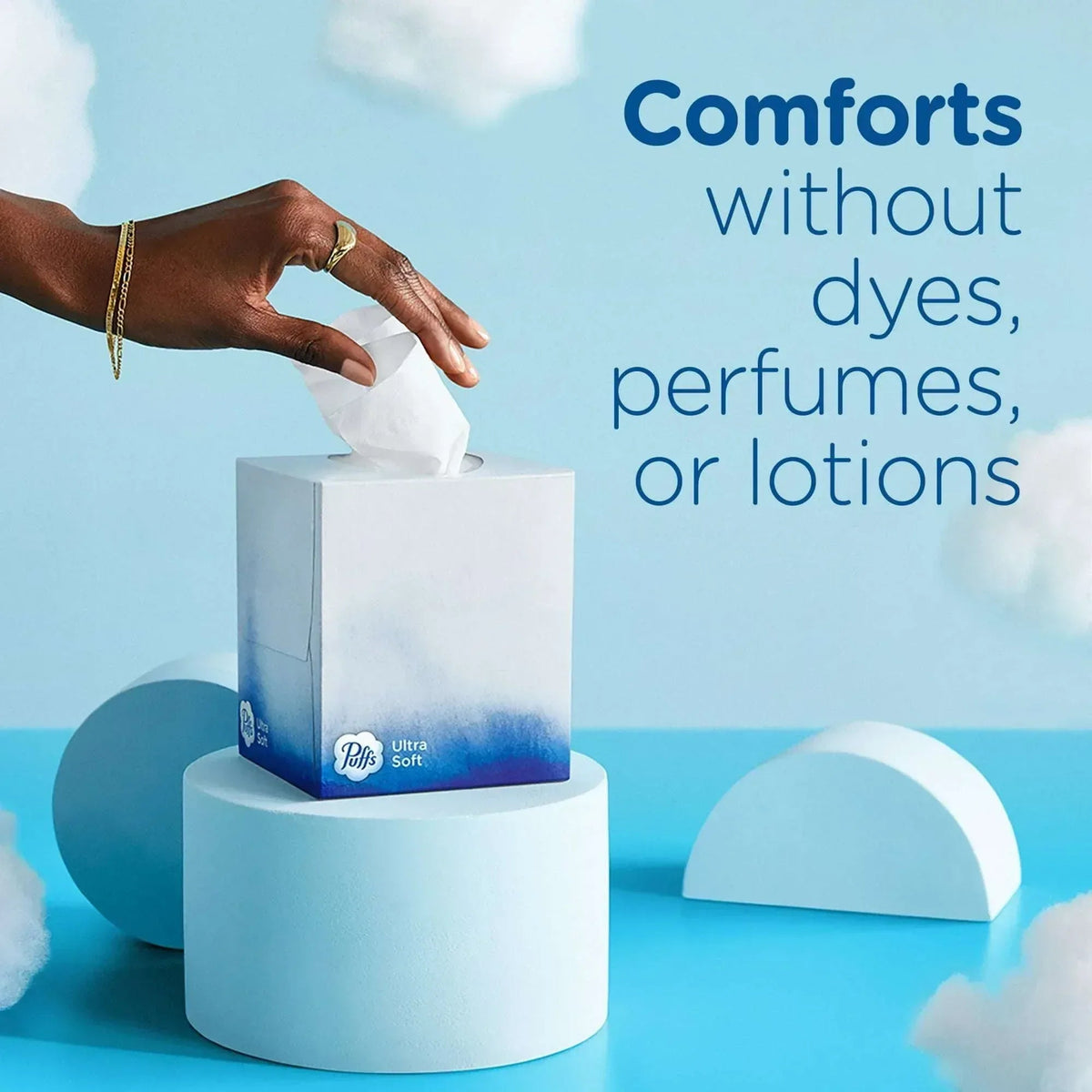 Puffs Ultra Soft Facial Tissues, 4 Family Size Boxes, 124 Facial Tissues per Box