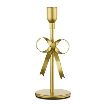 Metal Bow Taper Candle Holder, Gold, 8", Valentine's Day by Way To Celebrate