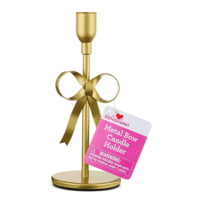 Metal Bow Taper Candle Holder, Gold, 8", Valentine's Day by Way To Celebrate