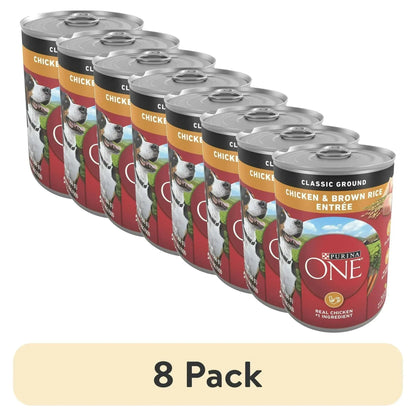 Purina ONE Smart Blend Wet Dog Food, High Protein Soft Chicken & Brown Rice, 13 oz Can