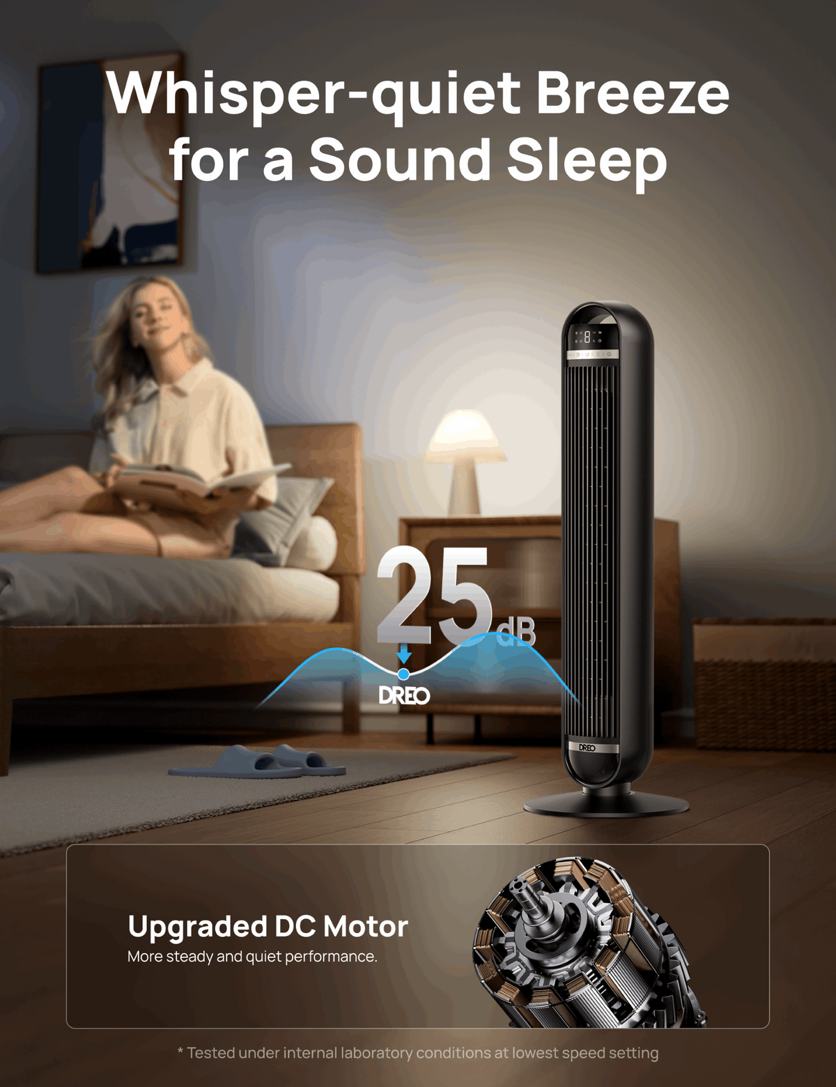 DREO Tower Fan, 27ft/s Velocity Quiet Floor Fan, 90° Oscillating Fans for Indoors with 8 Speeds, 4 Modes, Remote Control, Standing Fans, Bladeless Fan, Black, Nomad DC