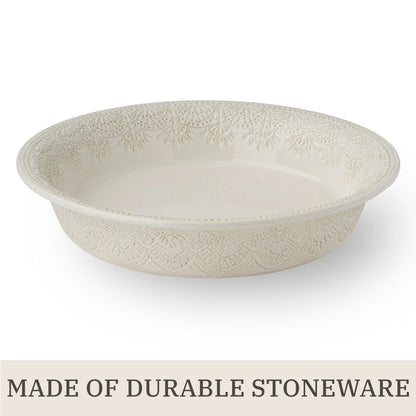 The Pioneer Woman Vintage Lace 10-Inch Stoneware Baking Pie Pan & Tart Dish, Cream