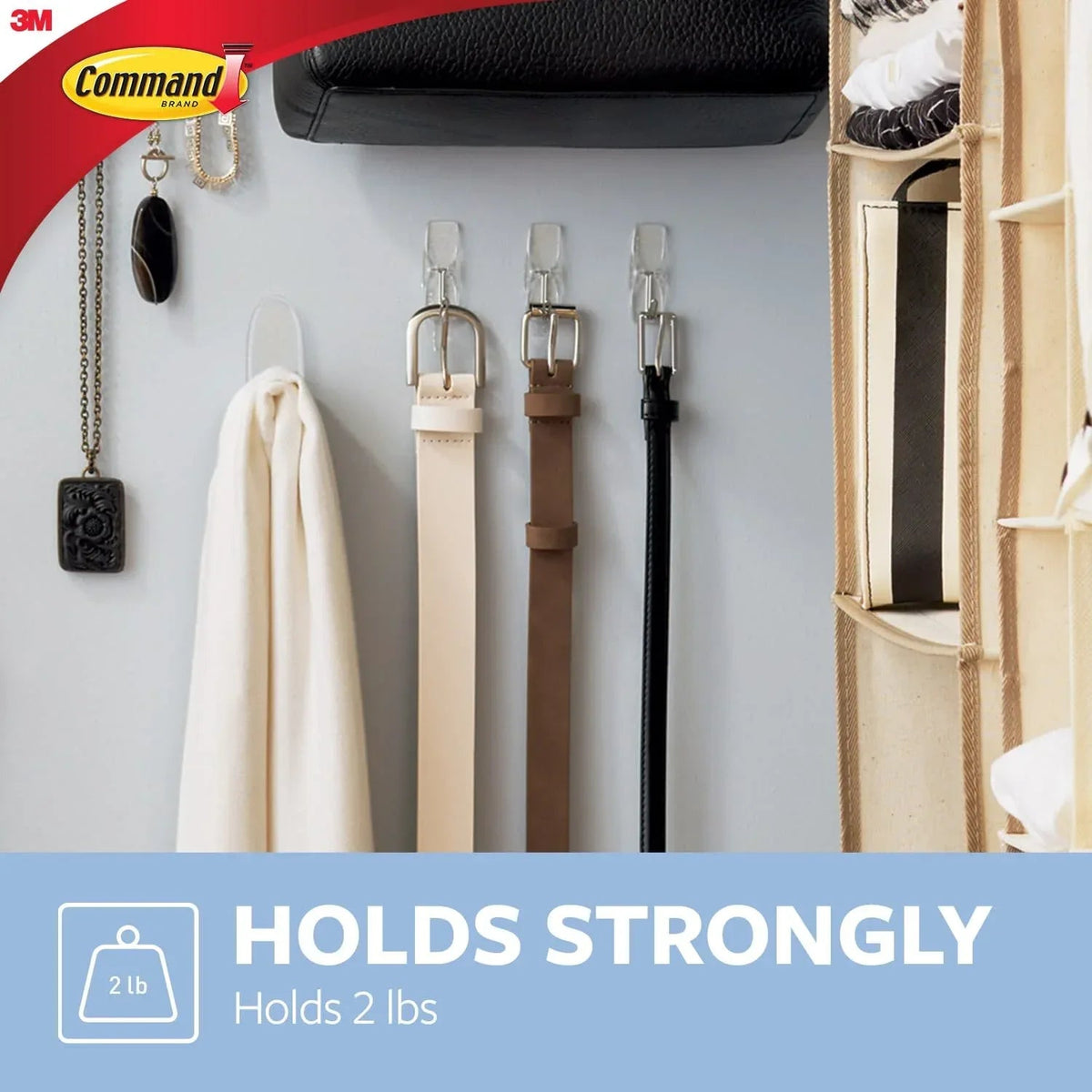 Command Wire Toggle Hooks, Clear, Medium, 2 Wall Hooks, Damage-Free Hanging