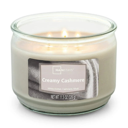 Mainstays Creamy Cashmere, Scented 3 Wick Candle, 11.5 oz.