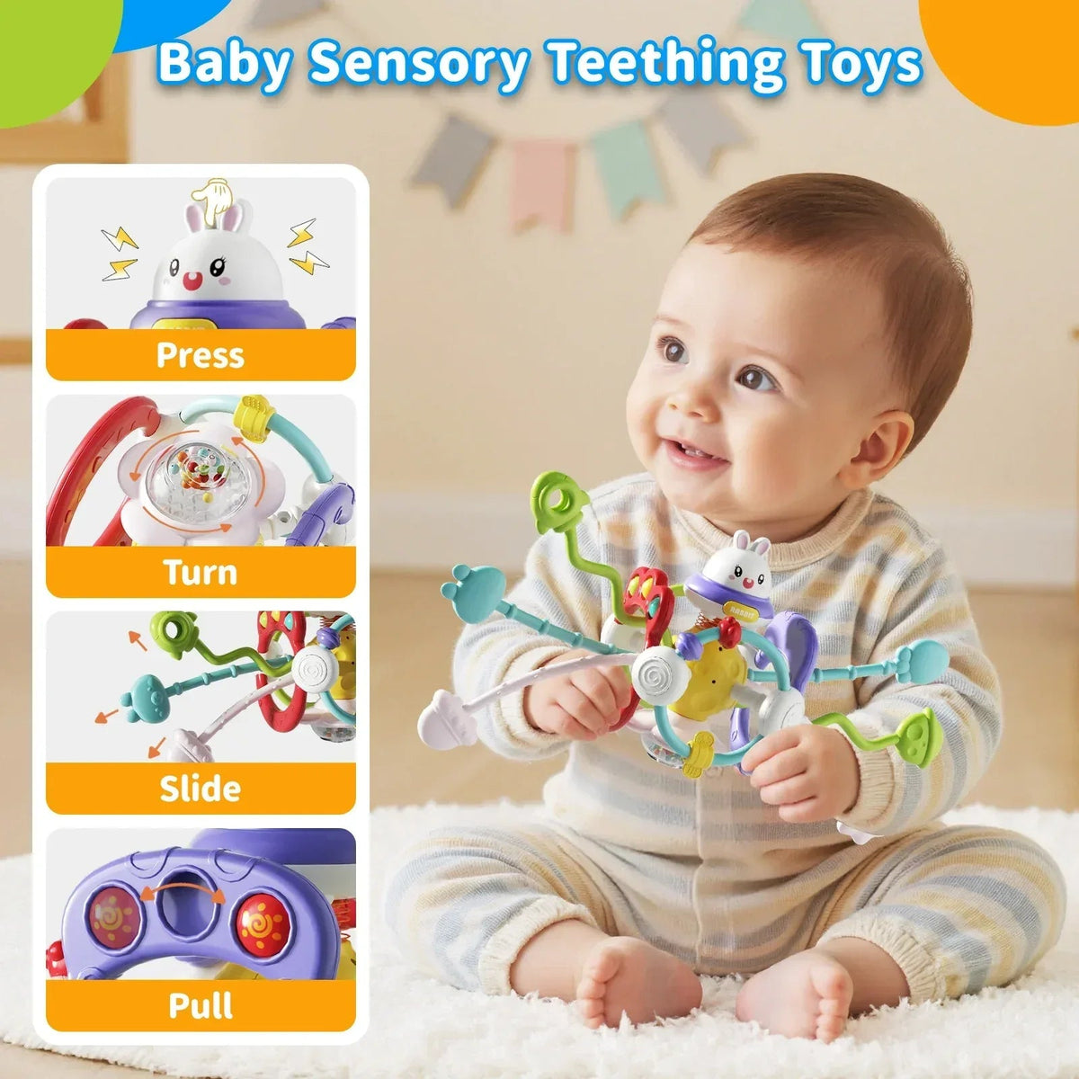 Dimoarch 4 in 1 Baby Toys 6-12 Months Boys Girls, Montessori Babies Toy, Infant Toys Suitable for 3-6-9-12 Months Old Baby Boys and Girls Toy Bundles Gift
