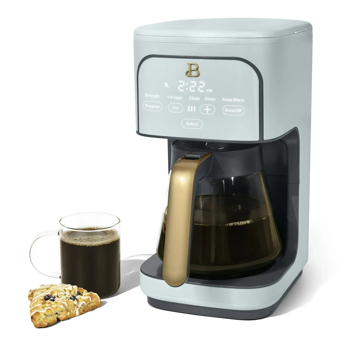 Beautiful 12 Cup Programmable Coffee Maker, White Icing by Drew Barrymore