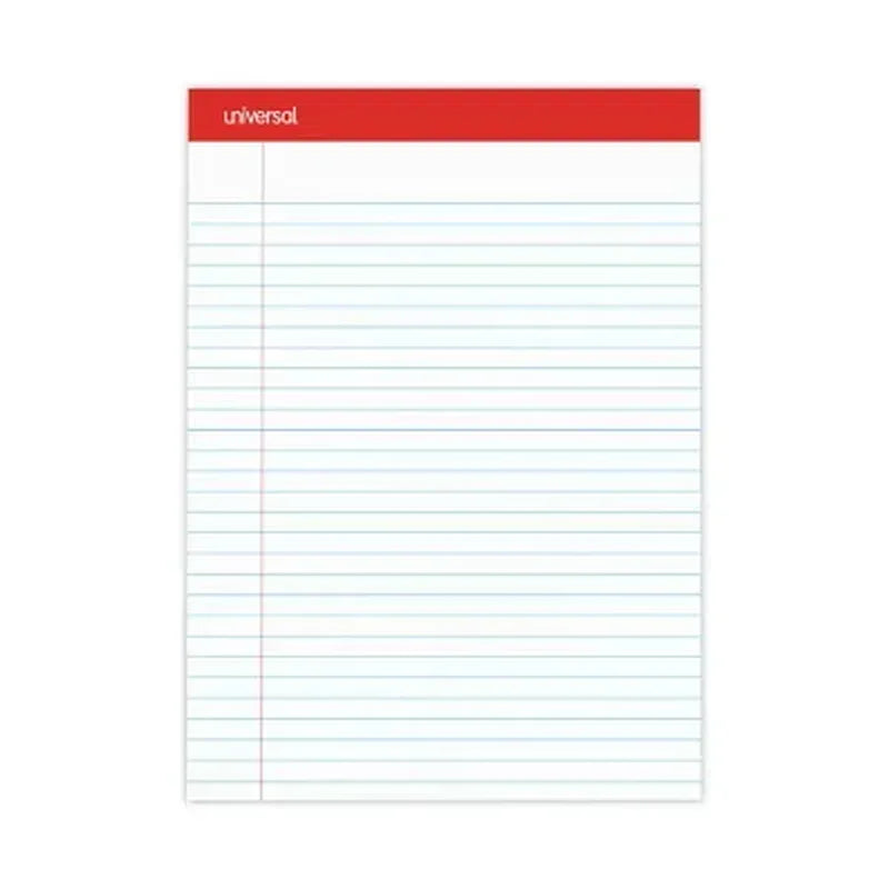 Universal Perforated Edge Writing Pad, Legal Ruled, Letter, White, 50-Sheet Pads, 12Ct.