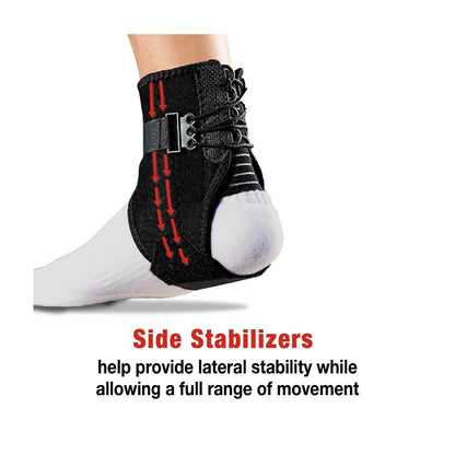ACE Brand Ankle Support with Side Stabilizers, Adjustable, Black, 1 Brace
