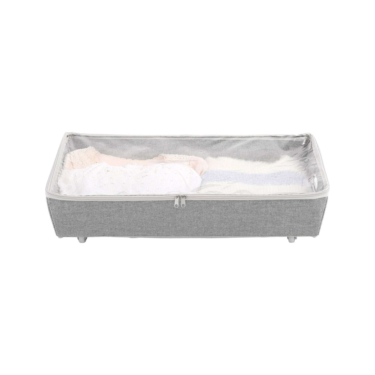 Better Homes & Gardens Under the Bed Rolling Storage Organizer Bin with Zipper for Sorting Shoes and Clothing, Gray
