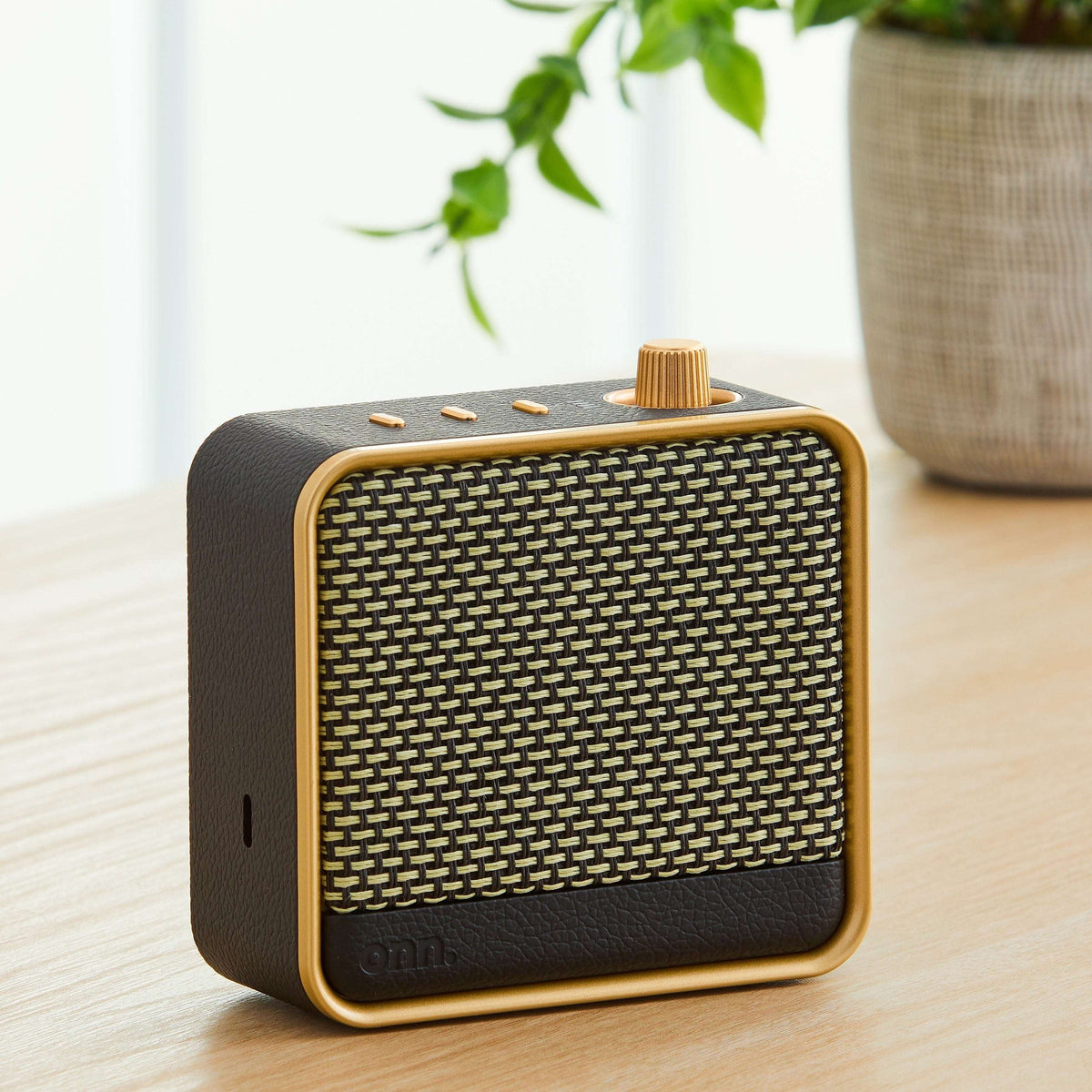 onn Small Wi-Fi Speaker with Bluetooth Technology, Black